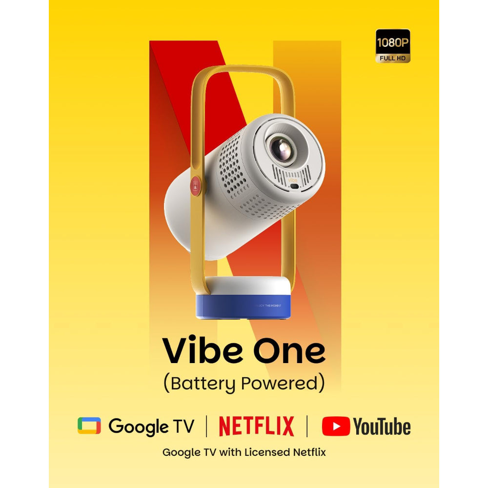 XGIMI Vibe One — Portable 1080p Projector | Google TV | Built-in Battery | JBL Sound | BLUE SPARK